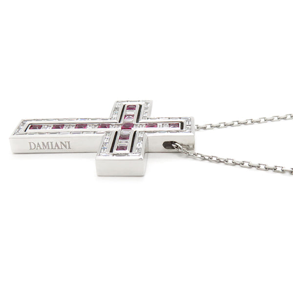 ダミアーニ DAMIANI ベルエポック L バゲットダイヤ ホワイトゴールド K18WG ダイヤモンド ルビー ネックレス ペンダント 750  18金 クロス 十字架