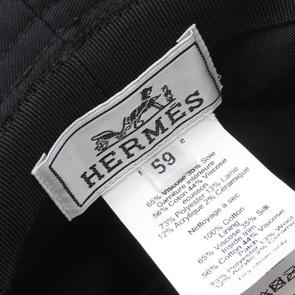 エルメス HERMES ハーパー H セリエ バケットハット ブラック コットン ＃59 ハット 黒 バケハ