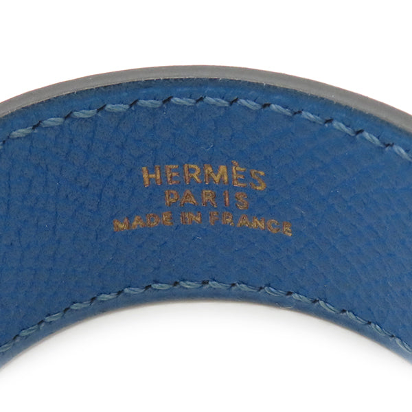エルメス HERMES ナハブ レザーブレスレット ブルー クシュベル GP ブレスレット ゴールド金具 バングル 青