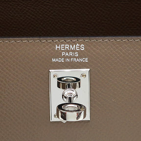 エルメス HERMES ケリー25 外縫い トリコロール エトゥープ×アルザン×ビスキュイ ヴォーエプソン 2WAYバッグ シルバー金具 グレージュ 茶