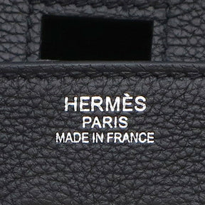 エルメス HERMES オータクロア40 ブラック トワルアッシュ トゴ ハンドバッグ シルバー金具 黒