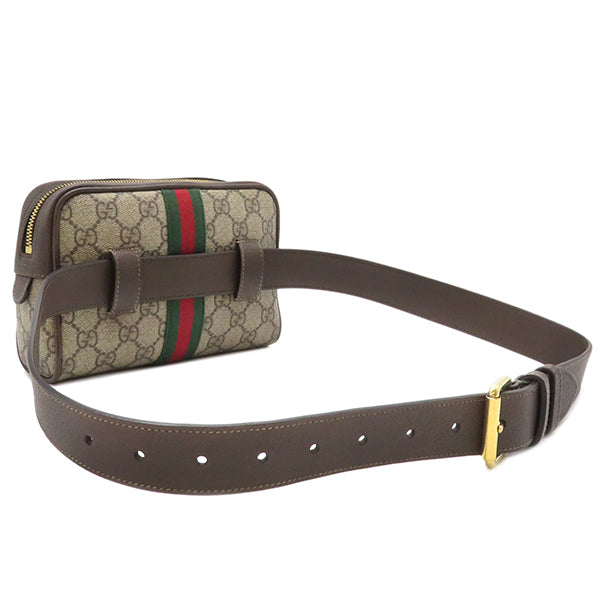 グッチ GUCCI GGスプリーム シェリーライン 517076 GGスプリーム GGスプリームキャンバス レザー ボディバッグ ゴールド金具 茶 ウエストバッグ