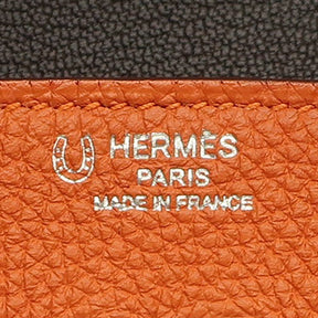 エルメス HERMES バーキン25 ヴェルソ オレンジ×モカ トゴ ハンドバッグ シルバー金具 【PO品】