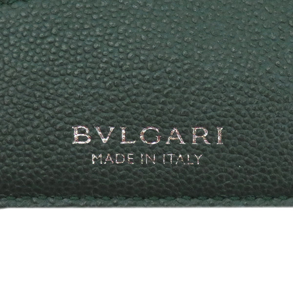 ブルガリ BVLGARI ブルガリ マン 二つ折り財布 291158 ブラック×グリーン グレインカーフレザー 二つ折り財布 シルバー金具 黒 緑 コンパクトウォレット