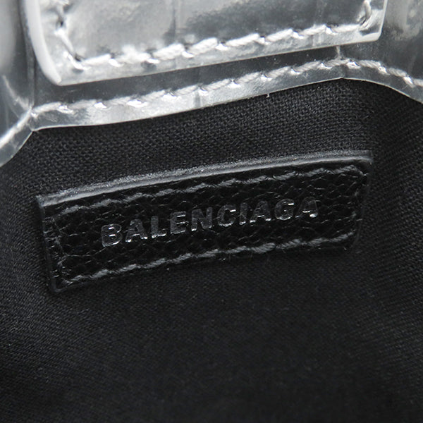 バレンシアガ BALENCIAGA ショッピング フォンホルダー シルバー レザー ショルダーバッグ シルバー金具 ミニバッグ