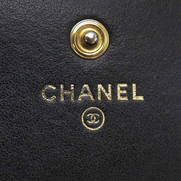 シャネル CHANEL CCフィリグリー ロングフラップウォレット A84448 ブラック キャビアスキン 長財布 ゴールド金具 黒