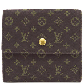 ルイヴィトン LOUIS VUITTON ポルトフォイユ エリーズ M95233 エベヌ モノグラムミニラン 二つ折り財布 ゴールド金具 茶 Wホック