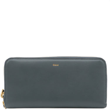 クロエ Chloe ALPHABET ロングウォレット CHC21WP706F576J5 ネイビー系 レザー 長財布 ゴールド金具 ラウンドファスナー