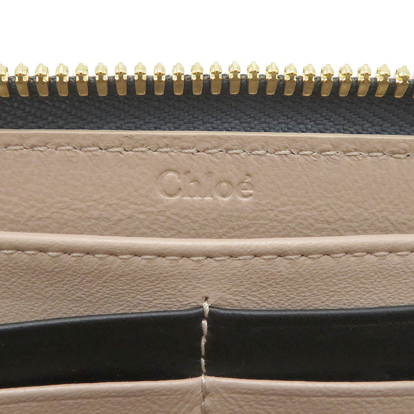 クロエ Chloe ALPHABET ロングウォレット CHC21WP706F576J5 ネイビー系 レザー 長財布 ゴールド金具 ラウンドファスナー