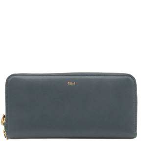 クロエ Chloe ALPHABET ロングウォレット CHC21WP706F576J5 ネイビー系 レザー 長財布 ゴールド金具 ラウンドファスナー