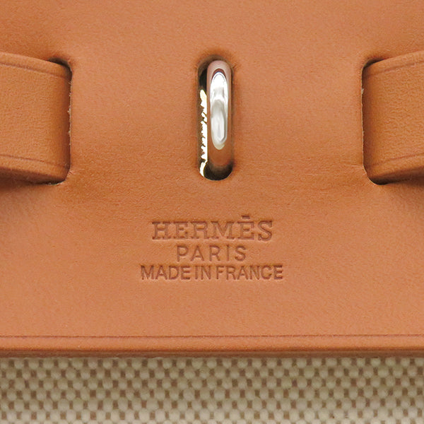 エルメス HERMES エールバッグMM ブラウン×ナチュラル トワルアッシュ レザー 2WAYバッグ シルバー金具 ショルダー ※替えバッグ欠品