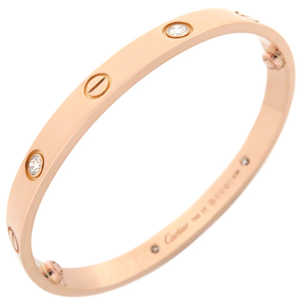 カルティエ Cartier LOVE ラブブレス ハーフダイヤ 4Pダイヤ B6069917 ピンクゴールド K18PG ダイヤモンド #17 ブレスレット 750PG RG 18K 18金