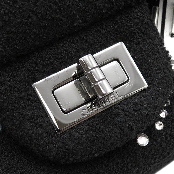 シャネル CHANEL チェーン ブラック ツイード ショルダーバッグ シルバー金具 宇宙 ツイード