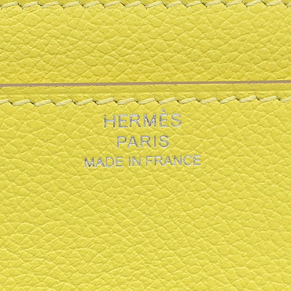 エルメス HERMES コンスタンス トゥーゴー ライム エバーカラー 長財布 シルバー金具 黄色 ショルダー