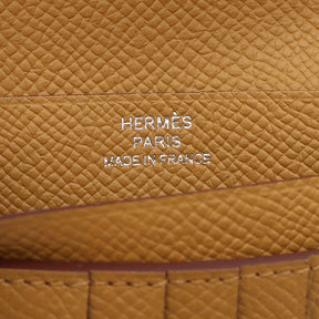 エルメス HERMES ベアンコンパクト ビスキュイ ヴォーエプソン 二つ折り財布 シルバー金具 新品 未使用 茶