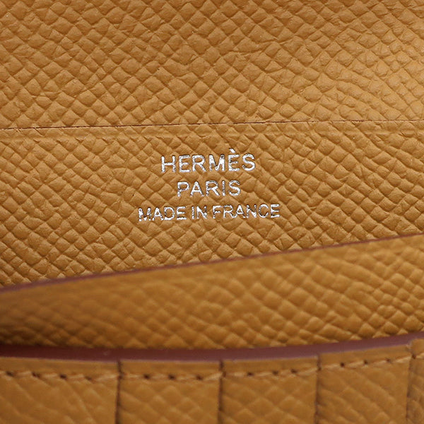 エルメス HERMES ベアンコンパクト ビスキュイ ヴォーエプソン 二つ折り財布 シルバー金具 新品 未使用 茶