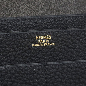 エルメス HERMES ドゴンデュオ ドゴンGM  ブラック トゴ 長財布 ゴールド金具 黒