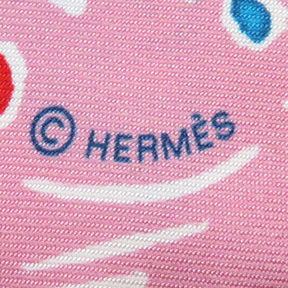 エルメス HERMES ツイリー ローズ×ブルー×マルチカラー シルク スカーフ 【ISOLA DI PRIMAVERA/春の島】