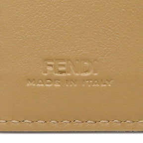 フェンディ FENDI FFダイヤモンド 財布 8M0480 ベージュ系 レザー 三つ折り財布 ゴールド金具 茶 コンパクトウォレット