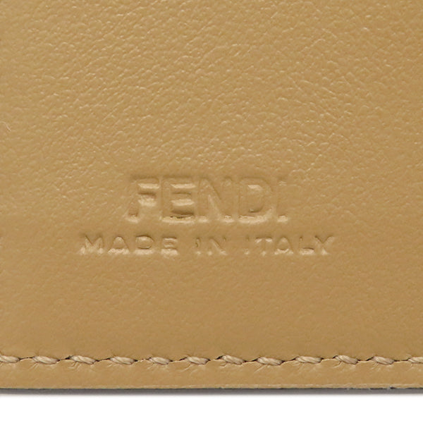 フェンディ FENDI FFダイヤモンド 財布 8M0480 ベージュ系 レザー 三つ折り財布 ゴールド金具 茶 コンパクトウォレット