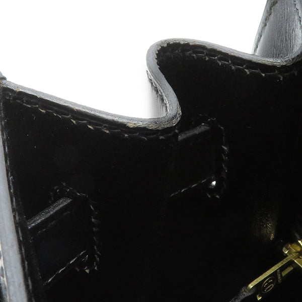 エルメス HERMES ケリー32 外縫い ブラック ボックスカーフ 2WAYバッグ ゴールド金具 黒