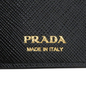 プラダ PRADA 1MH021 イエロー カーフ 三つ折り財布 ゴールド金具 コンパクト財布 三角プレート サフィアーノ ブラック 黒