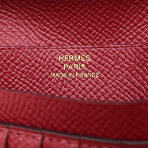 エルメス HERMES ベアンコンパクト ルージュグレナ ヴォーエプソン 二つ折り財布 ゴールド金具 赤