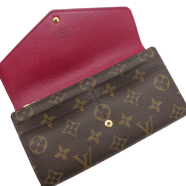 ルイヴィトン LOUIS VUITTON ポルトフォイユ サラ M62234 モノグラム×フューシャ モノグラムキャンバス 長財布 ゴールド金具 茶