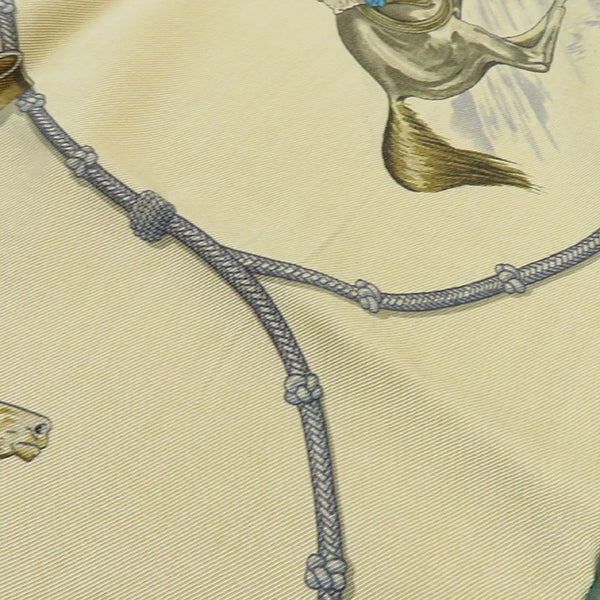 エルメス HERMES カレ70 CARRE ベージュドレ×カーキ シルク スカーフ 新品 未使用【Vintage Parma/パンパ】