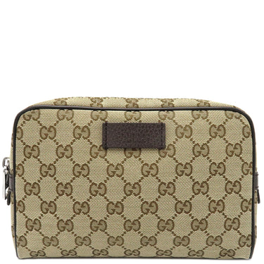 グッチ GUCCI GG ウエストバッグ 449174 ベージュ×ダークブラウン GGキャンバス レザー ボディバッグ シルバー金具 茶 GG柄 ベルトバッグ