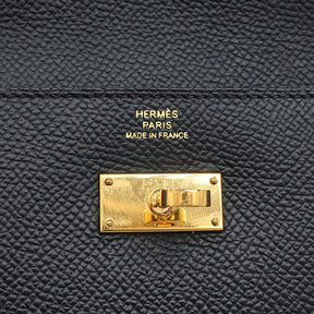 エルメス HERMES ケリーウォレット ロング ブラック ヴォーエプソン 長財布 ゴールド金具 黒