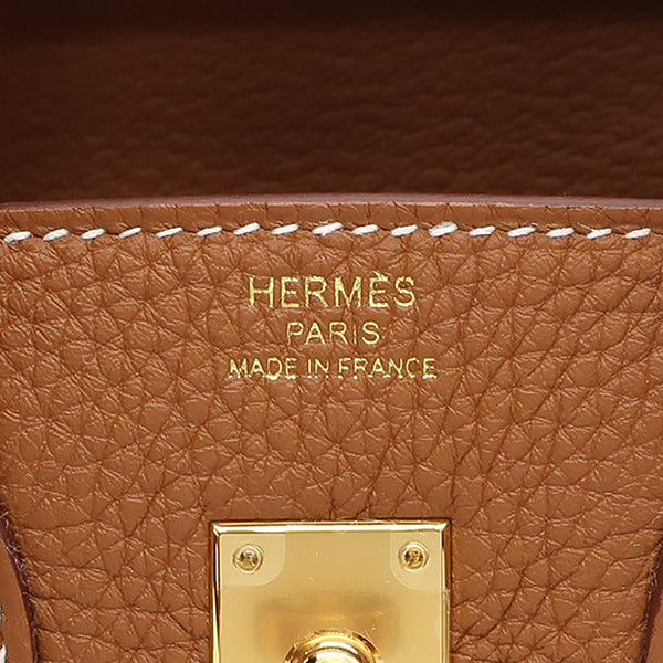 エルメス HERMES バーキン25 ゴールド トゴ ハンドバッグ ゴールド金具 新品 未使用 茶