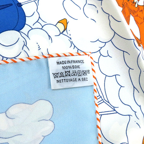 エルメス HERMES カレ90 CARRE ブルーグラシエ×グリス シルク スカーフ 【Sur Mon Nuage/私の雲】