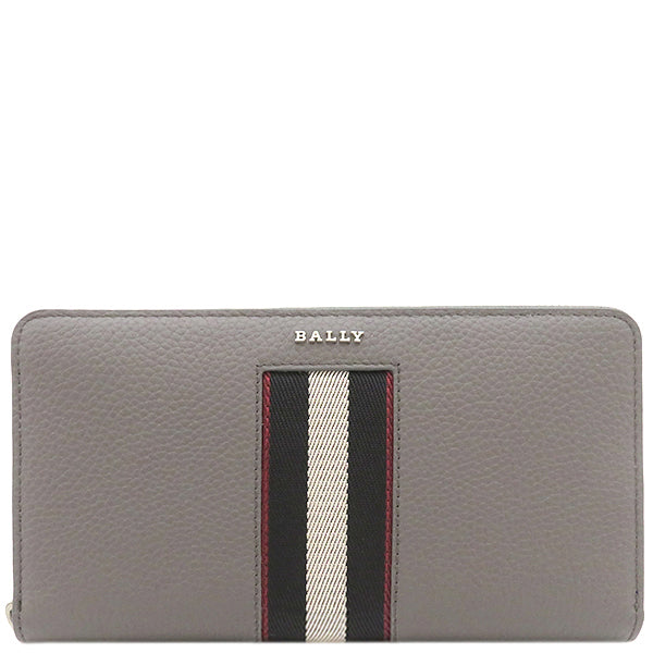 バリー BALLY バレンDSH 6306284 グレー グレインレザー 長財布 シルバー金具 ラウンドファスナー