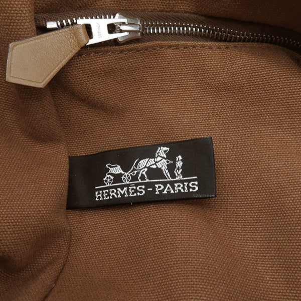 エルメス HERMES サクソー PM ブラウン トワルアッシュ ハンドバッグ シルバー金具