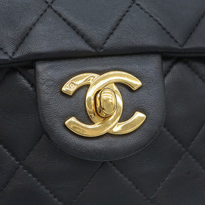 シャネル CHANEL ミニ クラシック ハンドバッグ ブラック ラムスキン ショルダーバッグ ゴールド金具 マトラッセ チェーンショルダー