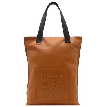 ロエベ LOEWE ショッピングトート 330.54NTK01 ブラウン×ブラック レザー トートバッグ シルバー金具 茶 ハンドバッグ