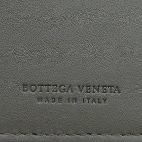 ボッテガヴェネタ BOTTEGA VENETA イントレチャート刺繍 フラップウォレット グレー レザー 長財布 刺繍