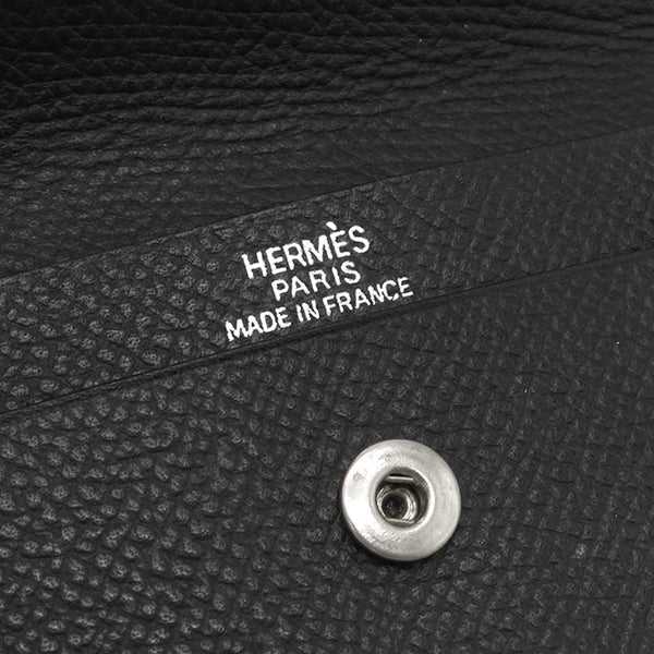 エルメス HERMES ベアン ブラック ヴォーエプソン カードケース シルバー金具 名刺入れ 黒 ブラック