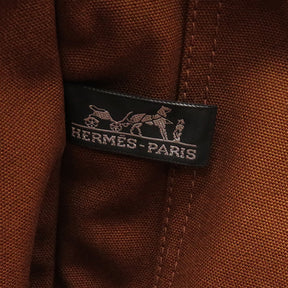 エルメス HERMES フールトゥ MM ハーフレザー ブラウン キャンバス レザー トートバッグ シルバー金具 茶