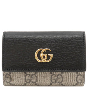 グッチ GUCCI GGスプリーム キーケース 45611817WAG1283 ブラック×ベージュ GGスプリームキャンバス レザー キーケース ゴールド金具 6連 6本 GGマーモント 鍵入れ