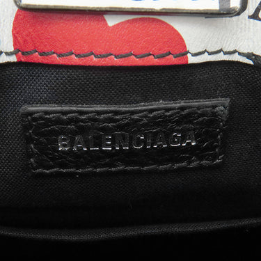 バレンシアガ BALENCIAGA ボンジュールパリ ショッピング フォンホルダー 593826-1BW5N ホワイトXブラック レザー ショルダーバッグ シルバー金具 ミニバッグ 白 黒