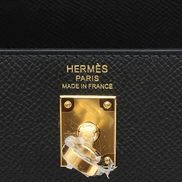 エルメス HERMES ケリー25 外縫い ブラック ヴォーエプソン 2WAYバッグ ゴールド金具 黒 ショルダー