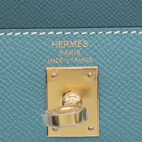 エルメス HERMES ケリー25 外縫い ニューブルージーン ヴォーエプソン 2WAYバッグ ゴールド金具 青 ショルダー