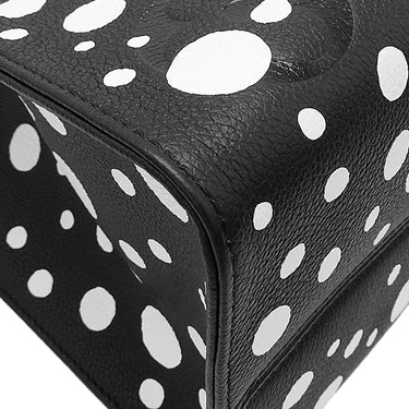 ルイヴィトン LOUIS VUITTON オンザゴー MM M46389 ブラック×ホワイト モノグラムアンプラント トートバッグ シルバー金具 草間彌生