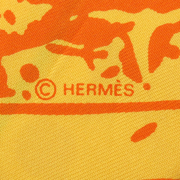 エルメス HERMES ツイリー イエロー×オレンジ シルク スカーフ 【Cheval Surprise】