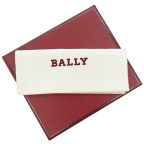 バリー BALLY Ribbon バイフォールドウォレット TEVYE LT 241 ブラウン レザー 二つ折り財布 シルバー金具 茶 赤 白