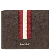 バリー BALLY Ribbon バイフォールドウォレット TEVYE LT 241 ブラウン レザー 二つ折り財布 シルバー金具 茶 赤 白