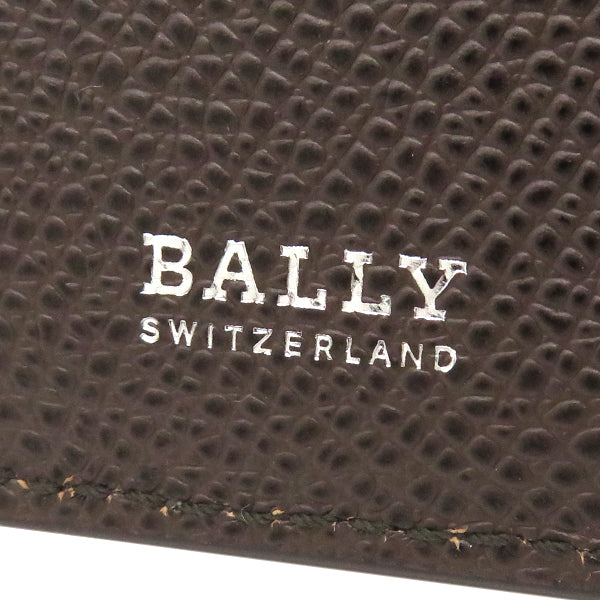 バリー BALLY Ribbon バイフォールドウォレット TEVYE LT 241 ブラウン レザー 二つ折り財布 シルバー金具 茶 赤 白