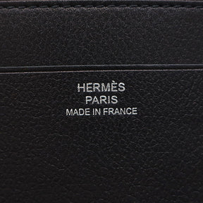 エルメス HERMES ジップアンゴー H コンパクト ブラック エバーグレイン 二つ折り財布 シルバー金具 黒